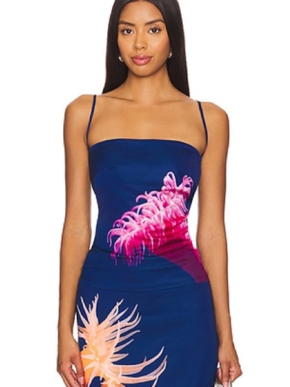 Tyler Mcgillivary Satin Navy Blue Coral Camisole